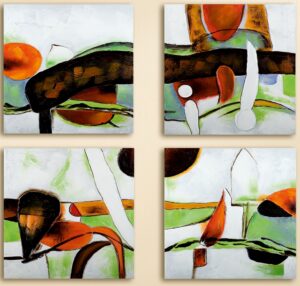 GILDE Wandbild Gemälde Espressione handgemalt auf Leinen, 4 tlg, 240×60 cm